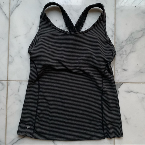 Athleta High Speed Black and Gray Stripe Tank - Picture 2 of 6